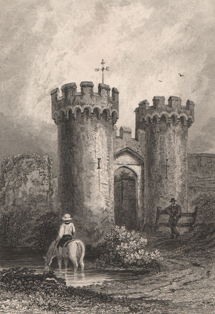 The entrance to Cowling Castle. Kent. BARTLETT 1829 old antique print picture